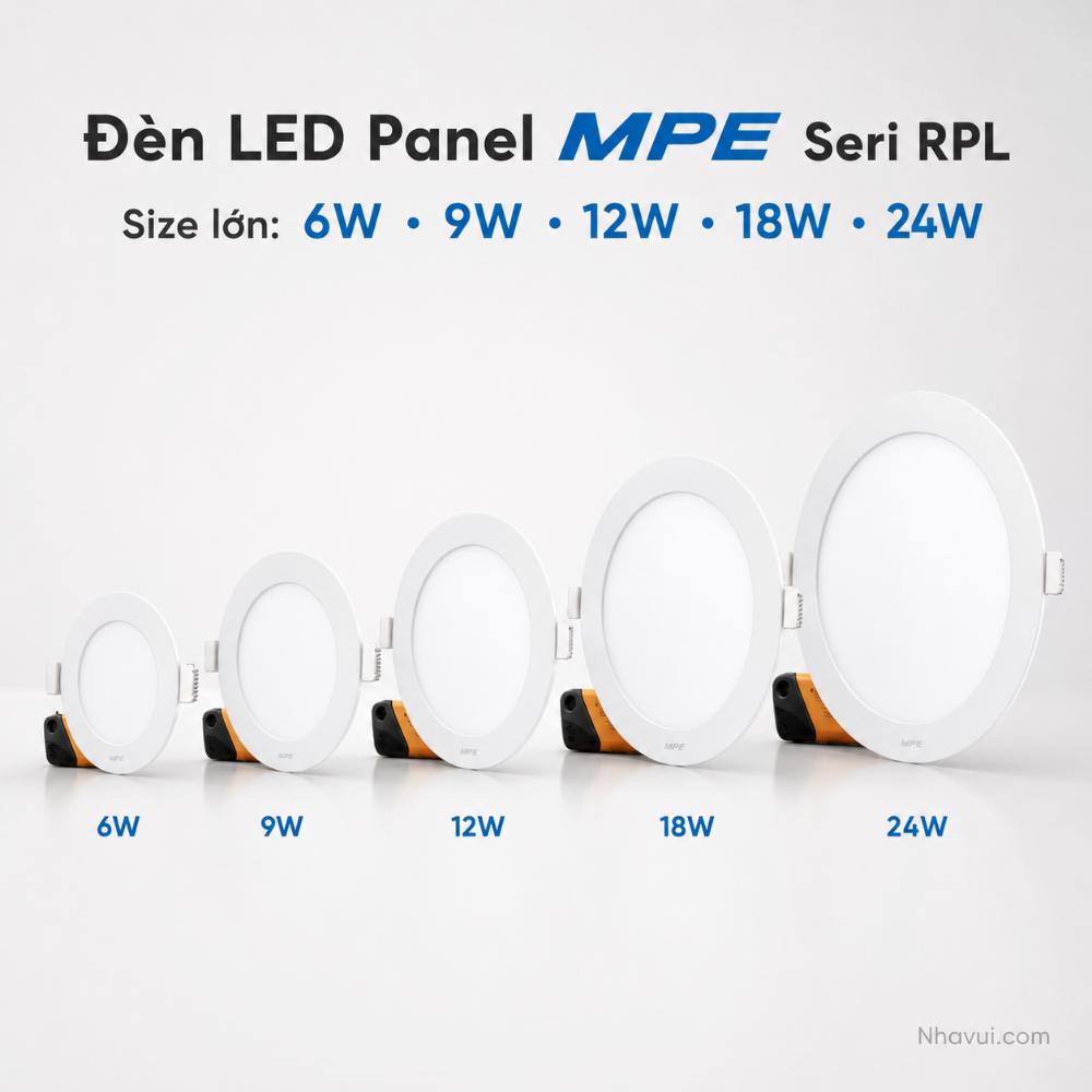 Đèn LED Panel âm trần MPE Seri RPL size lớn 6W 9W 12W 18W 24W