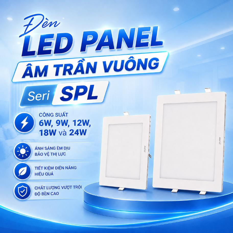 Đèn LED Panel âm trần vuông MPE Seri SPL