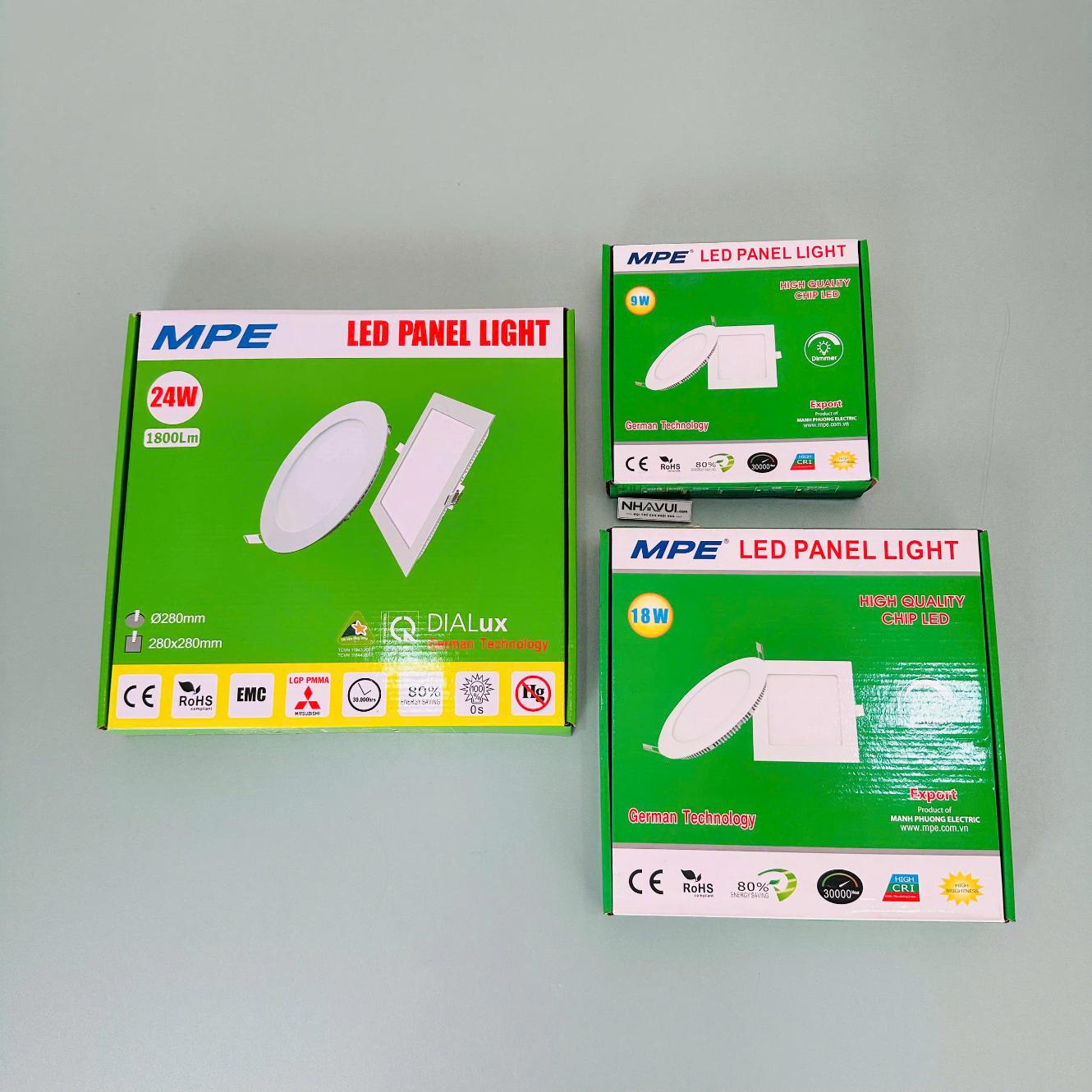 Đèn LED Panel âm trần vuông MPE Seri SPL 6W 9W 12W 18W 24W