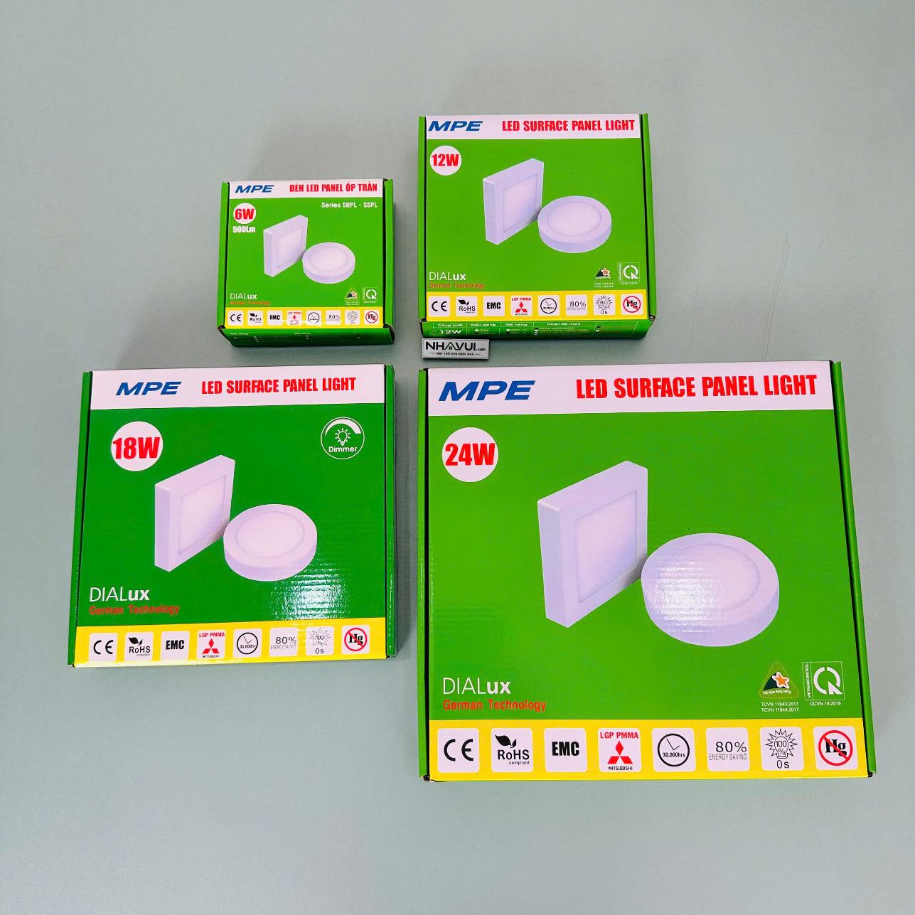 Đèn LED Panel ốp nổi vuông MPE Seri SSPL 6W 12W 18W 24W