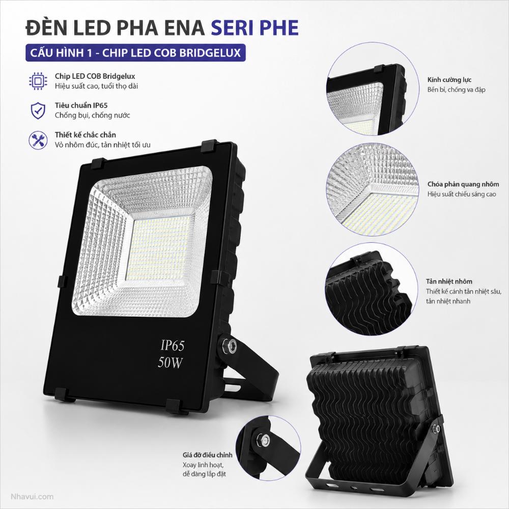 Đèn LED pha ENA PHE Chip LED COB Bridgelux 50W 100W 150W 200W