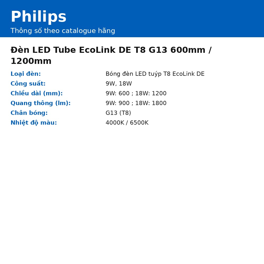 Đèn LED Tube EcoLink DE T8 G13 600mm / 1200mm