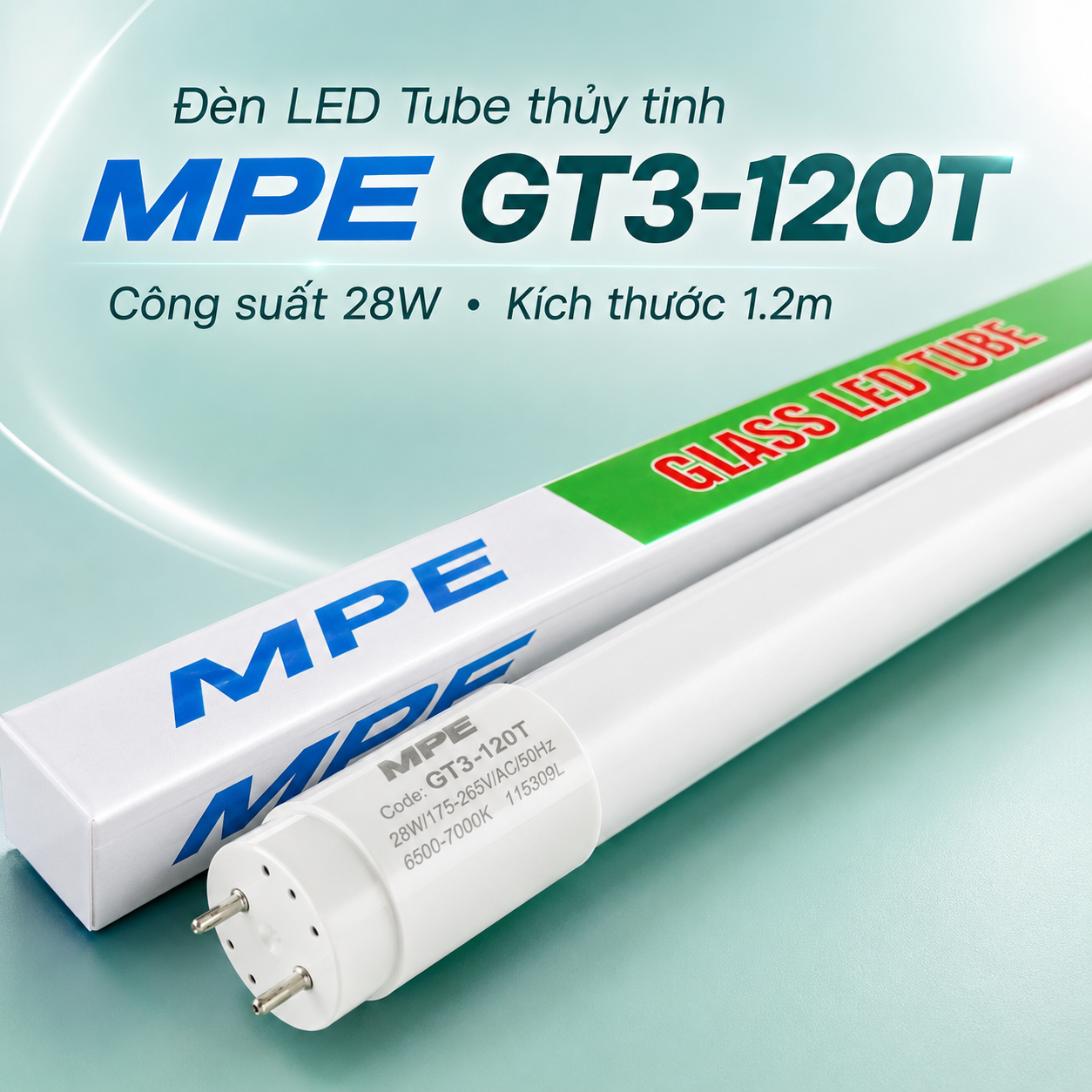 Đèn LED Tube thủy tinh MPE GT3-120T 28W 1.2m