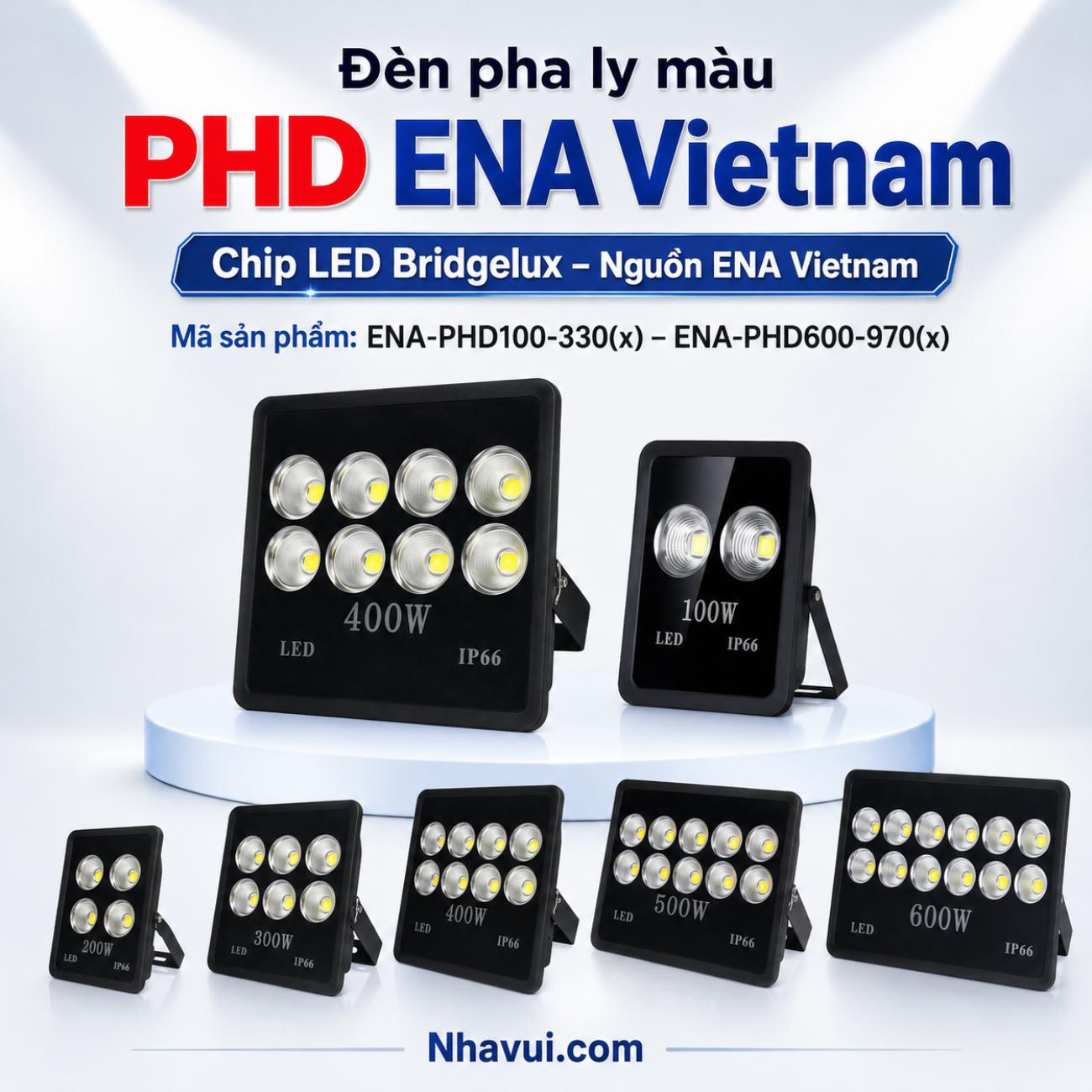 Đèn pha ly màu PHD ENA Vietnam cấu hình Chip LED Bridgelux – Nguồn ENA Vietnam