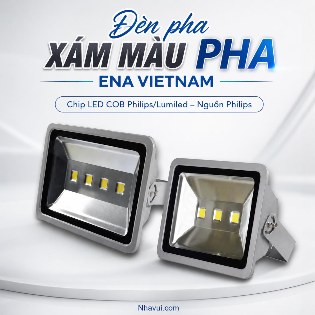 Đèn pha xám màu PHA ENA Vietnam cấu hình Chip LED COB Philips/Lumiled – Nguồn Philips