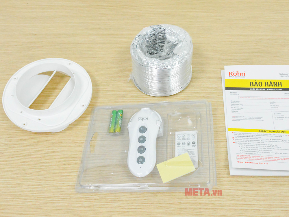 Đèn sưởi nhà tắm 2 bóng âm trần Kohn BK02G có điều khiển