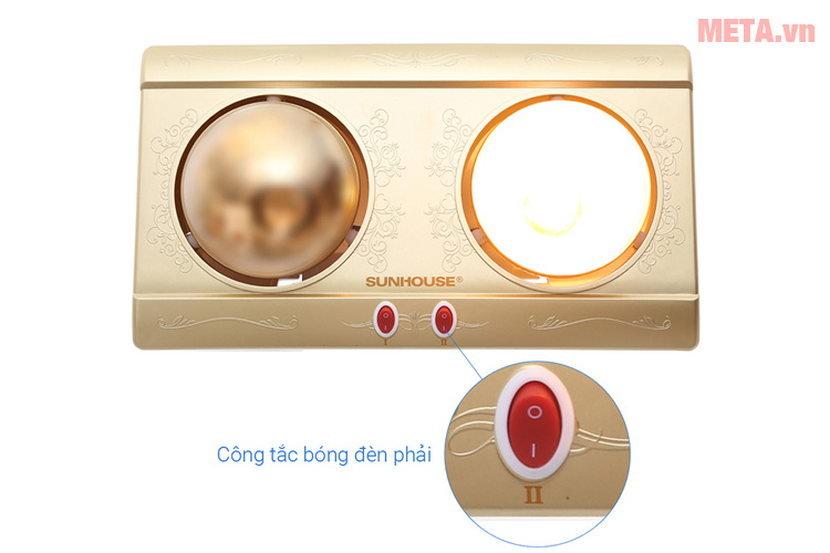 Đèn sưởi nhà tắm Sunhouse SHD3812 2 bóng