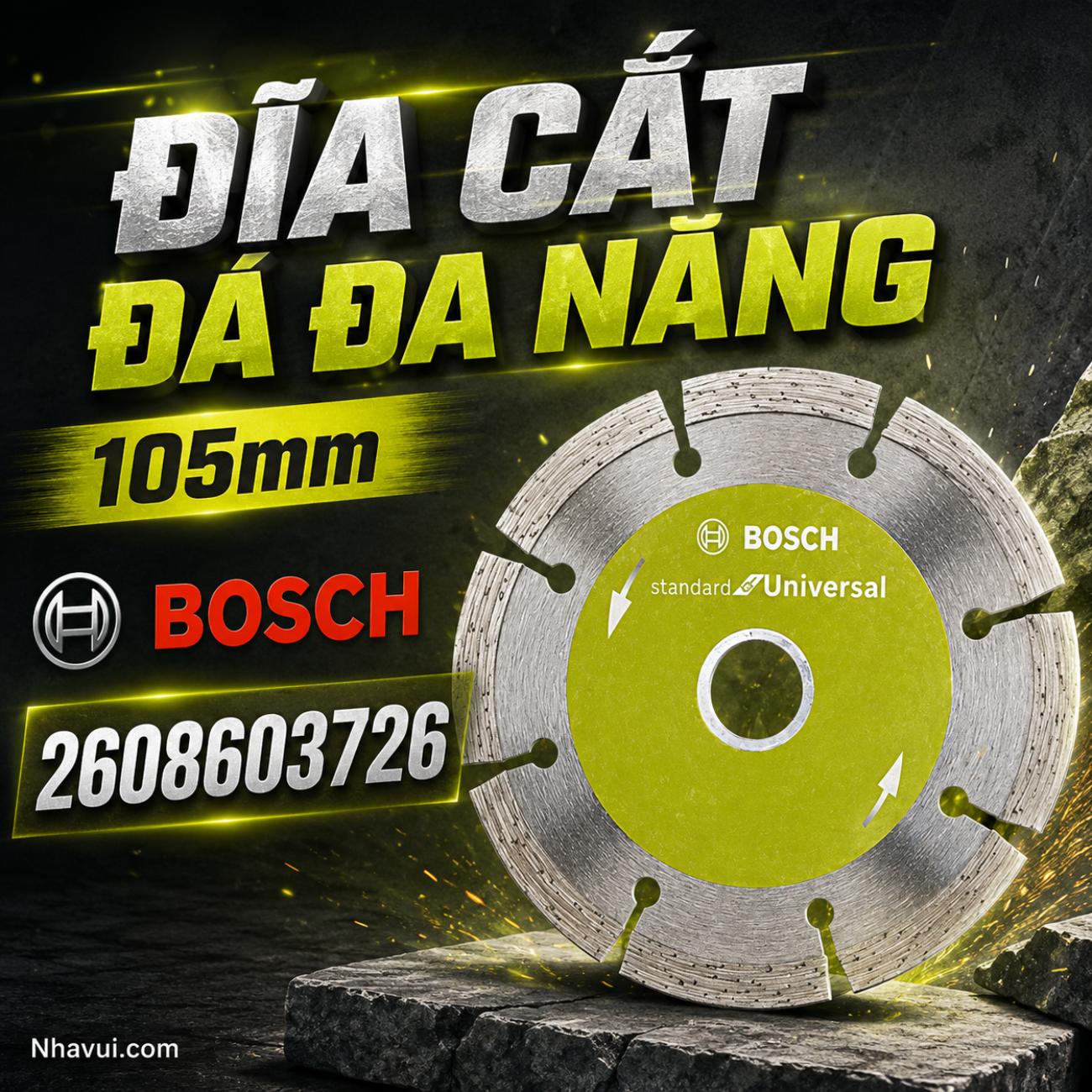 Đĩa cắt đá đa năng Bosch 2608603726 kích thước 105mm