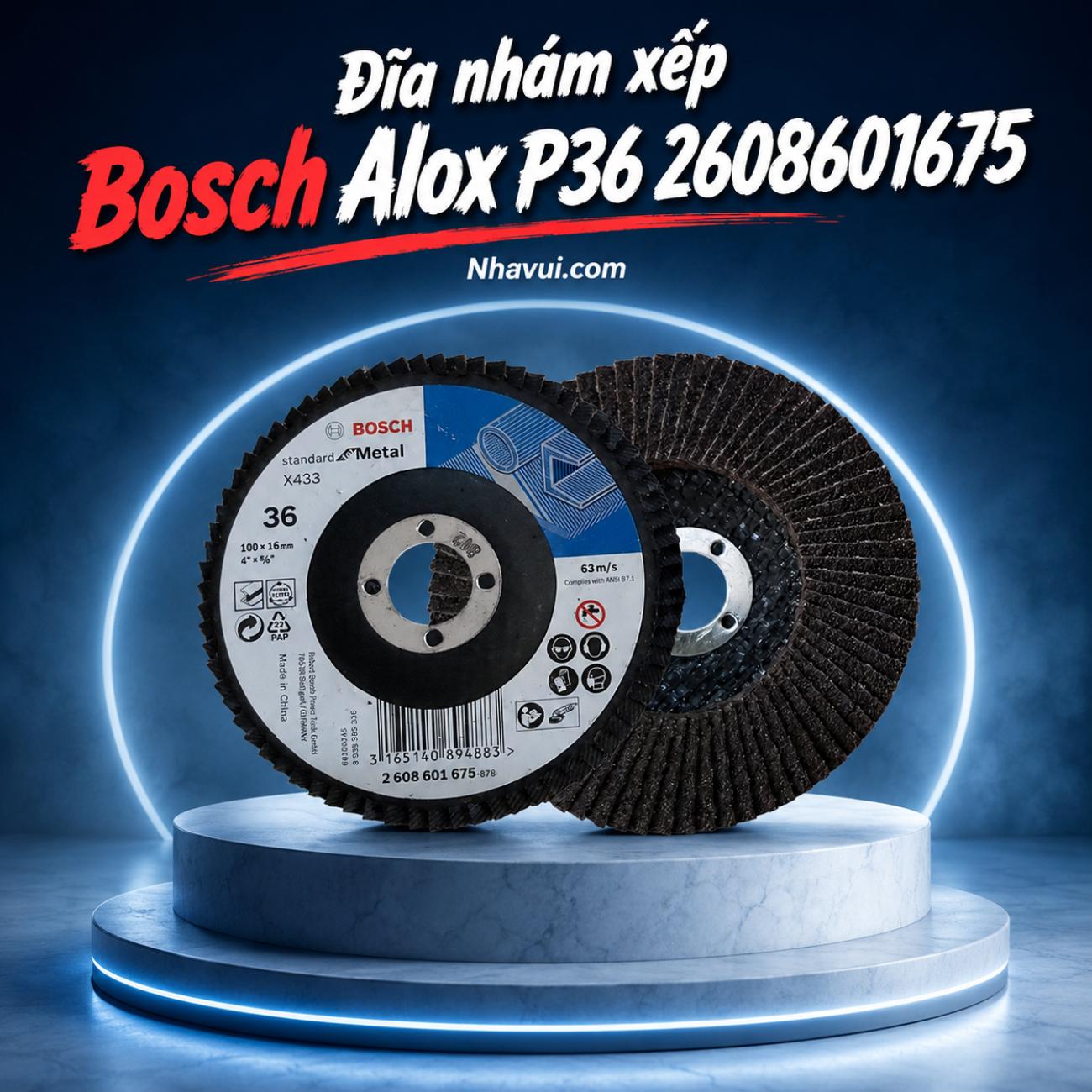 Đĩa nhám xếp Bosch Alox P36 100mm 2608601675