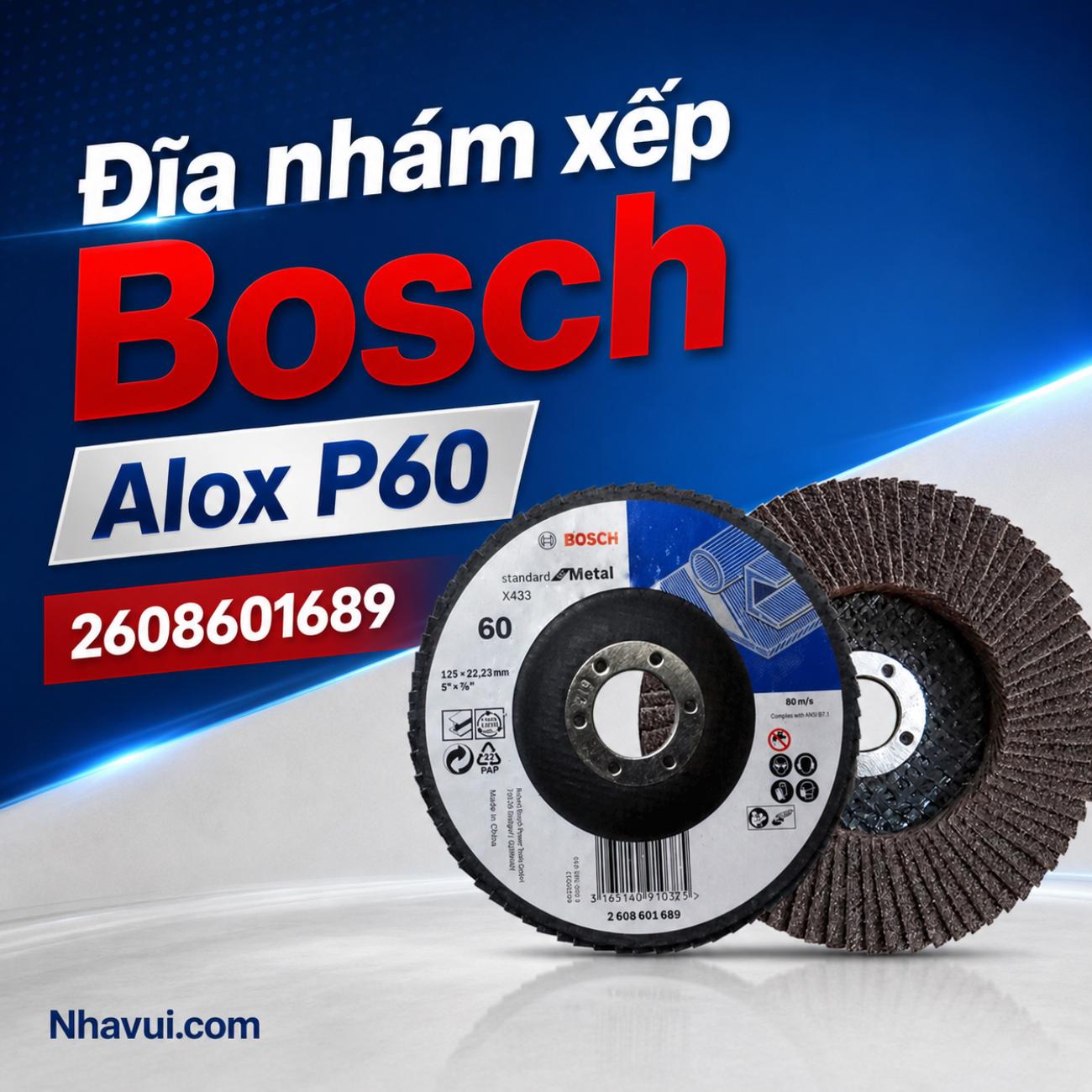 Đĩa nhám xếp Bosch Alox P60 kích thước 125mm 2608601689