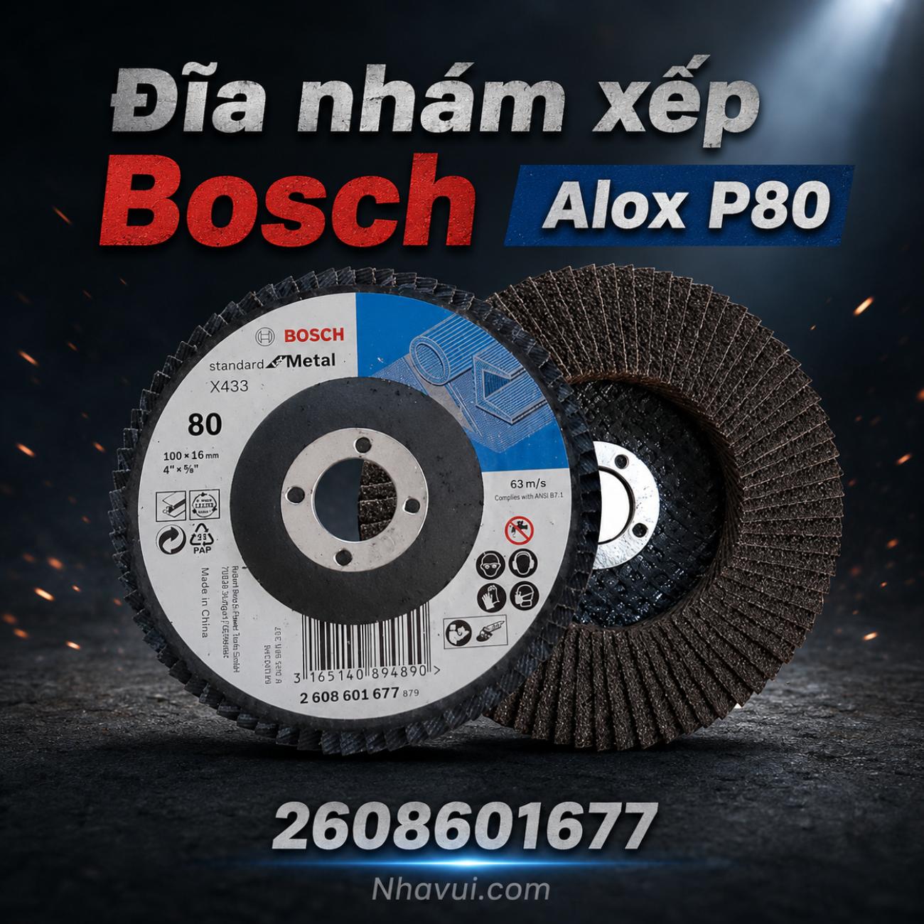 Đĩa nhám xếp Bosch Alox P80 kích thước 100mm 2608601677