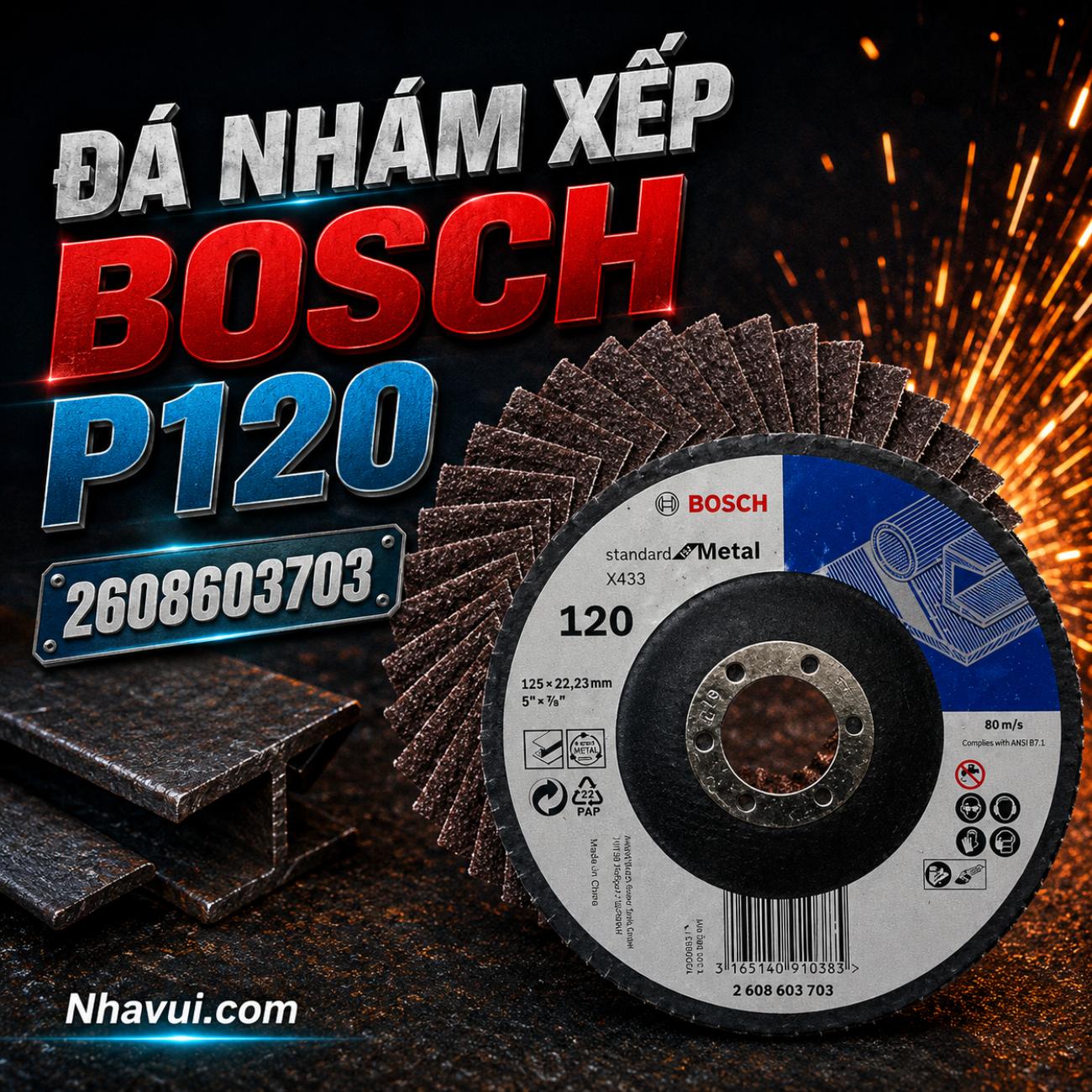 Đĩa nhám xếp Bosch P120 125mm 2608603703