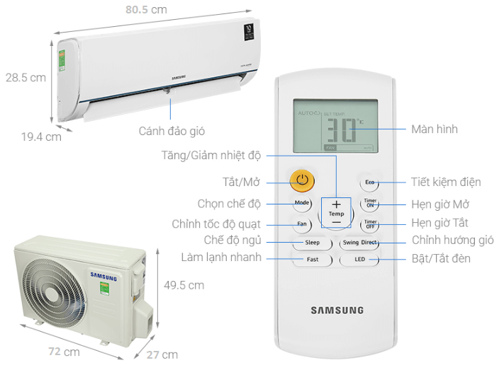 Điều hòa Samsung Inverter 9.000 BTU AR09TYHQASINSV