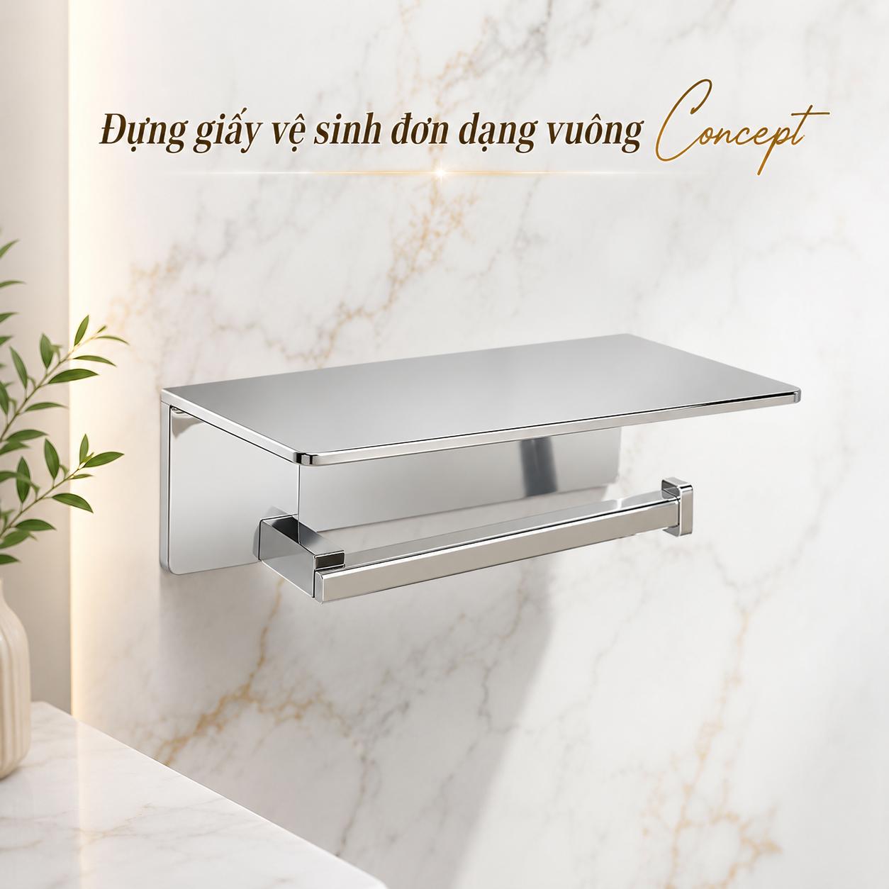 Đựng giấy vệ sinh đơn dáng vuông Concept