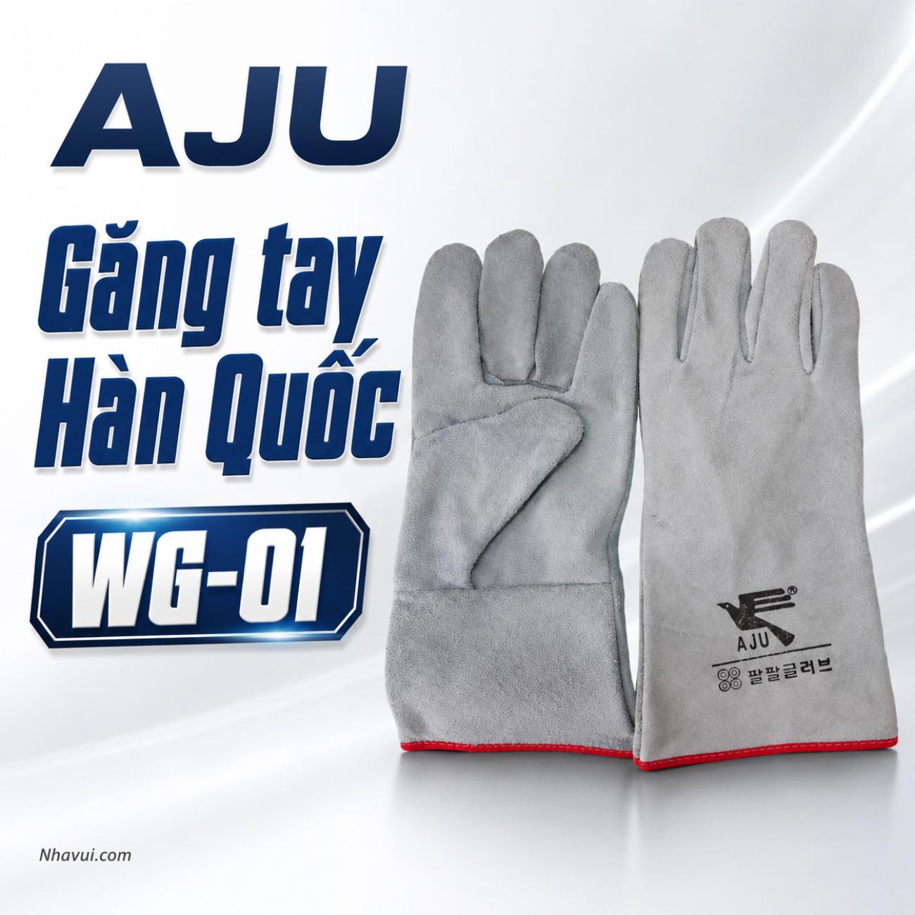 Găng tay bảo hộ hàn Hàn Quốc AJU WG-01 da bò dày 1,2mm, lót vải cotton