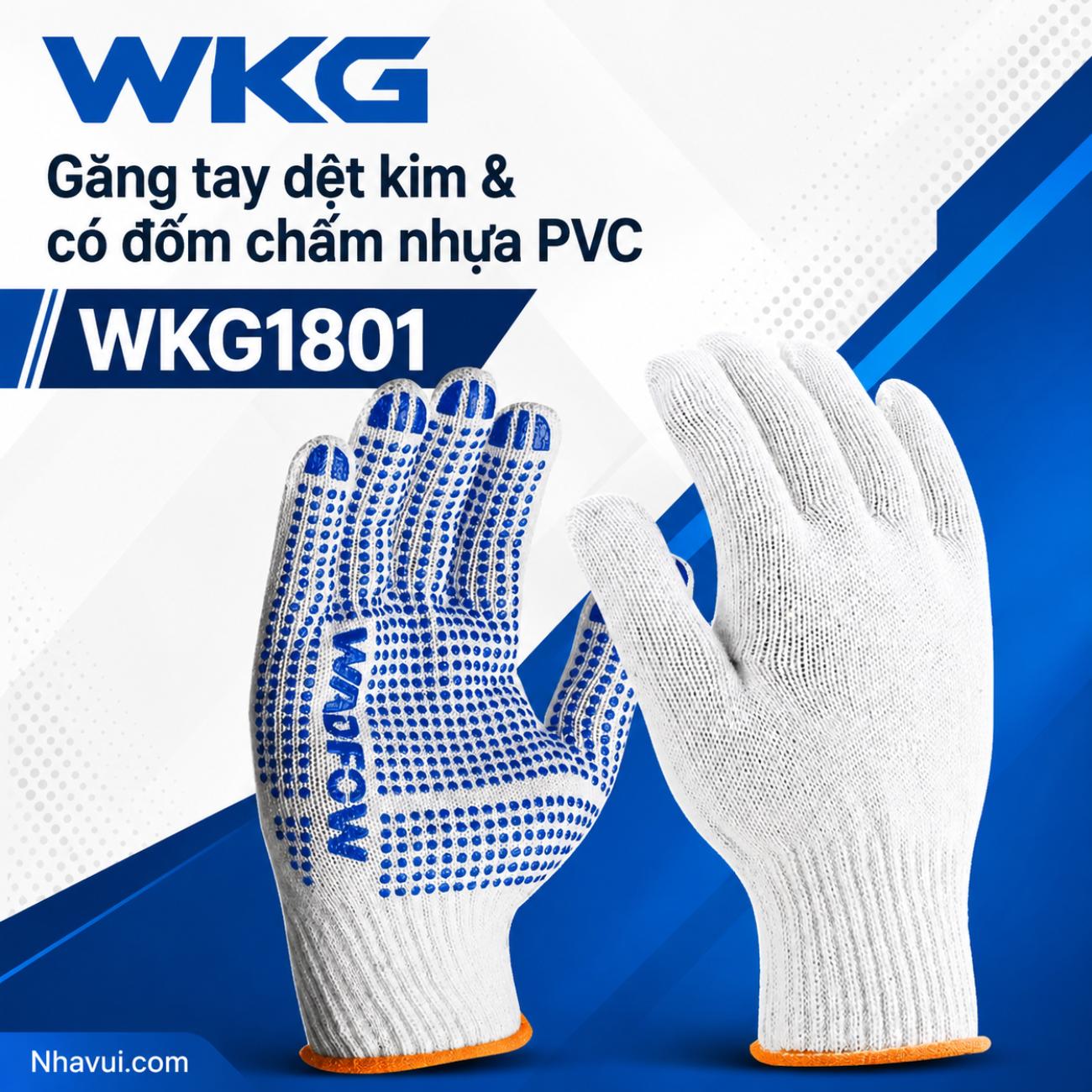 Găng tay dệt kim chấm hạt nhựa PVC size XL Workman WKG1801