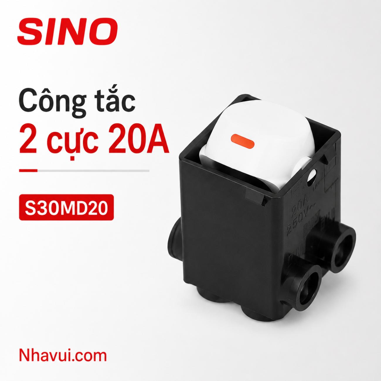 Hạt công tắc 2 cực 20A Sino S30MD20