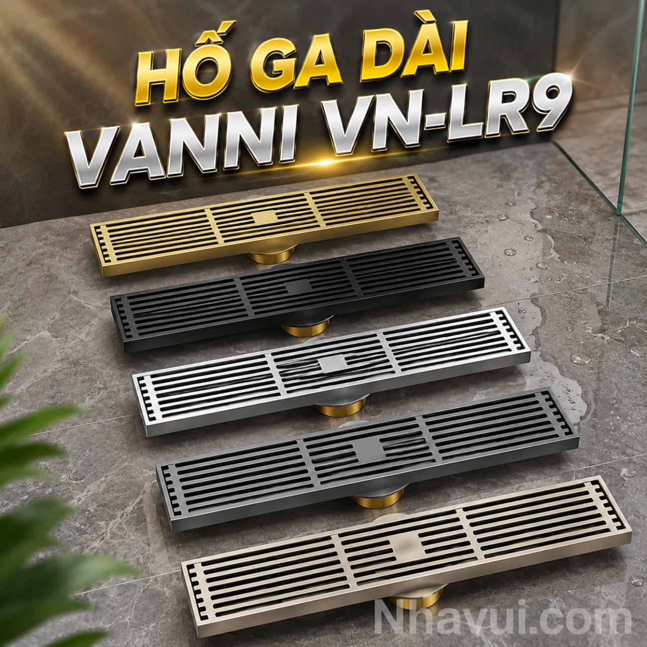 Hố ga dài Vanni VN-LR9 đồng thau crome 8x30cm