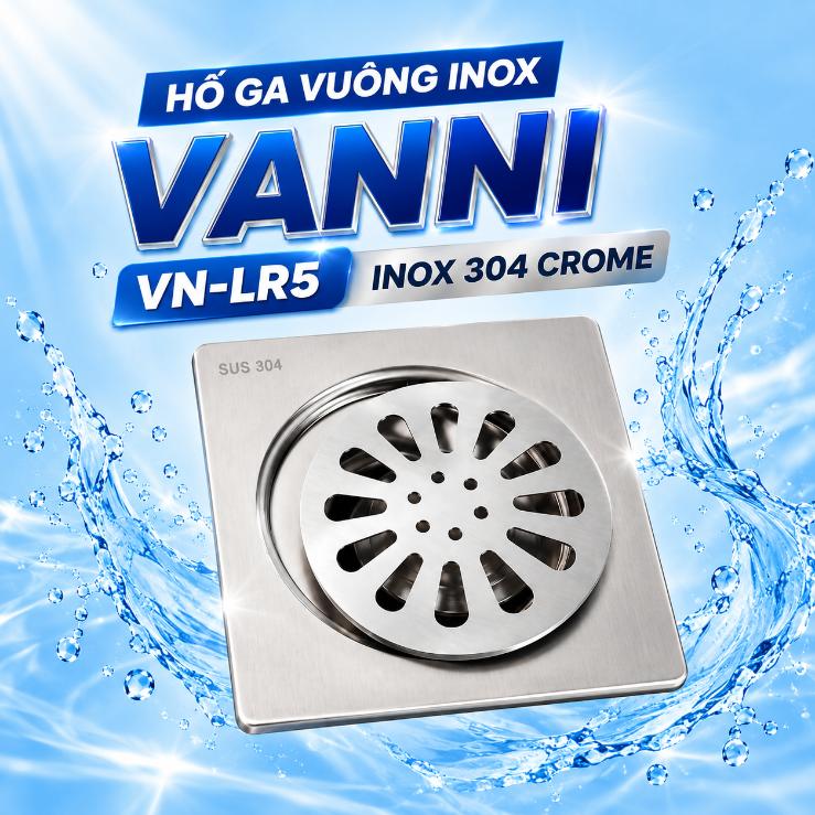 Hố ga vuông inox Vanni VN-LR5 inox 304 crome