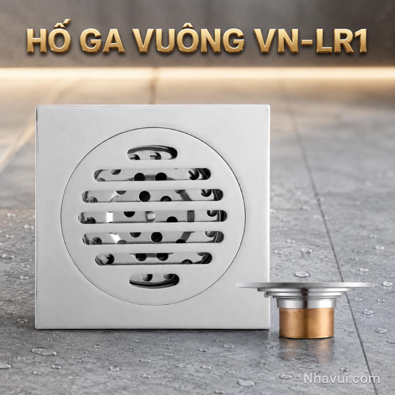 Hố ga vuông Vanni VN-LR1 đồng thau crome kích thước 12x12cm, 15x15cm