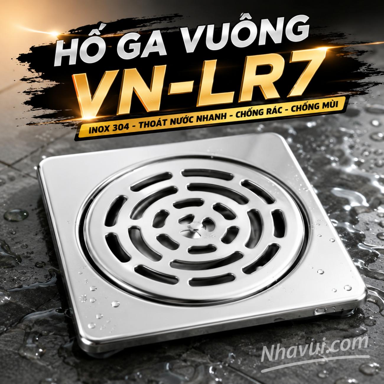 Hố ga vuông Vanni VN-LR7 inox 304 kích thước 12x12, 15x15, 20x20