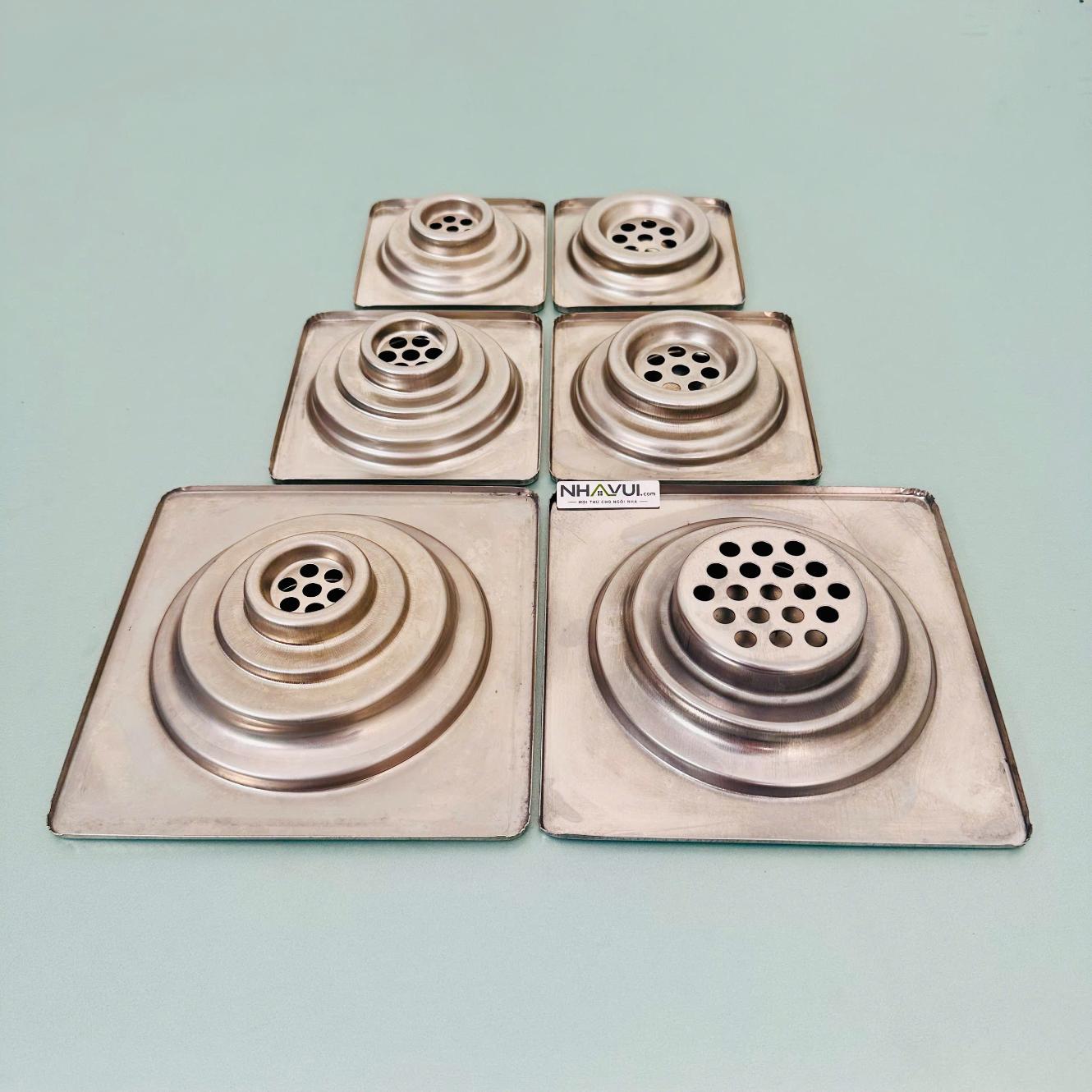 Hố ga vuông Vanni VN-LR7 inox 304 mặt 12×12, 15×15, 20×20 cm – cỡ thoát Ø60, Ø90