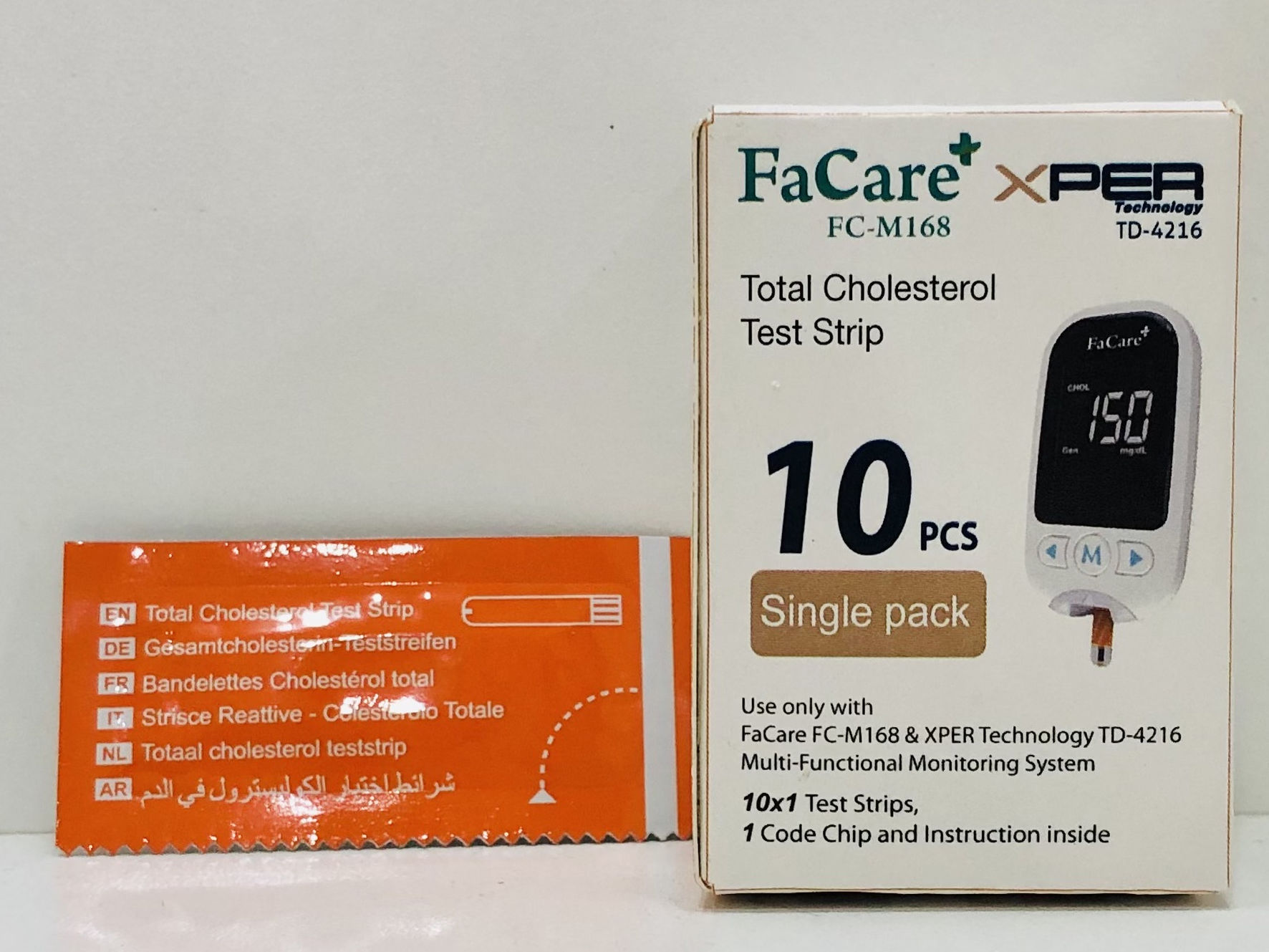 Hộp 10 que thử mỡ máu Cholesterol FaCare cho máy FC-M168