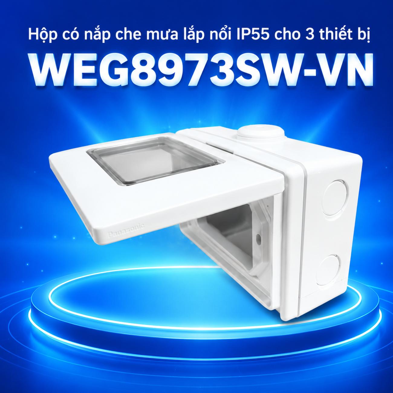Hộp có nắp che mưa lắp nổi IP55 cho 3 thiết bị Panasonic