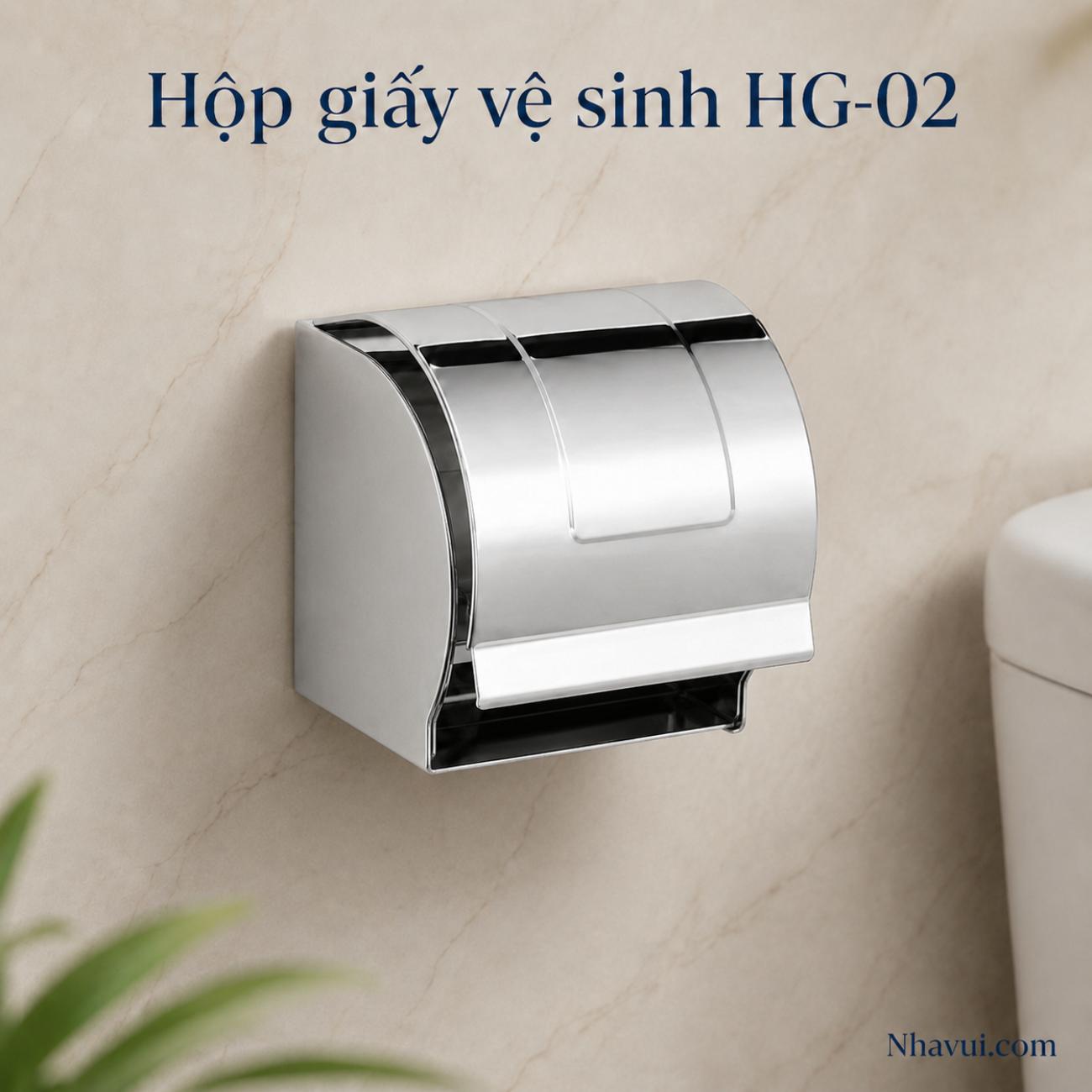 Hộp giấy vệ sinh Vanni HG-02 inox 304, inox 201 nắp che gắn tường