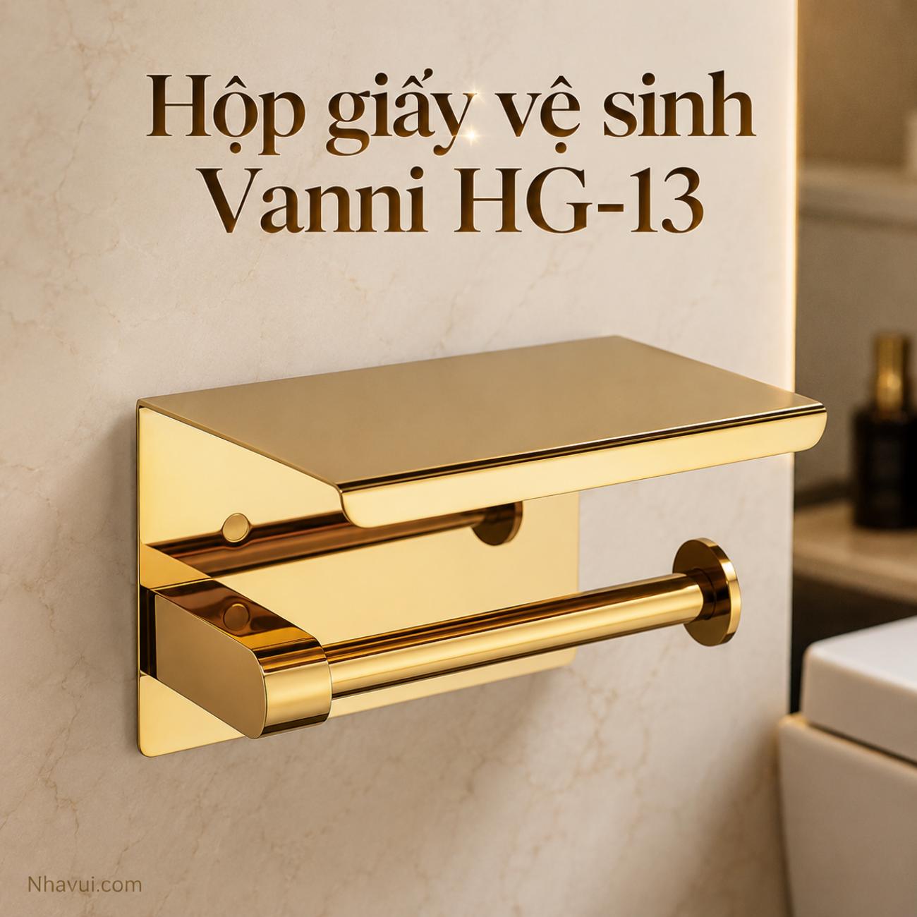 Hộp giấy vệ sinh Vanni HG-13, HG-14 inox 304 có kệ phẳng gắn tường