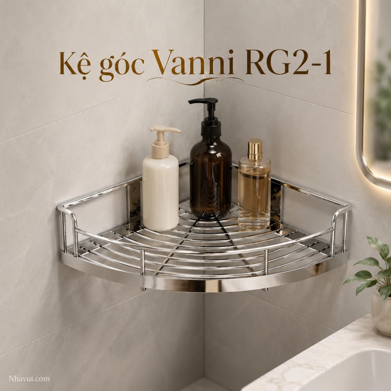 Kệ góc phòng tắm Vanni RG2-1 inox 304 1 tầng 25x25 cm