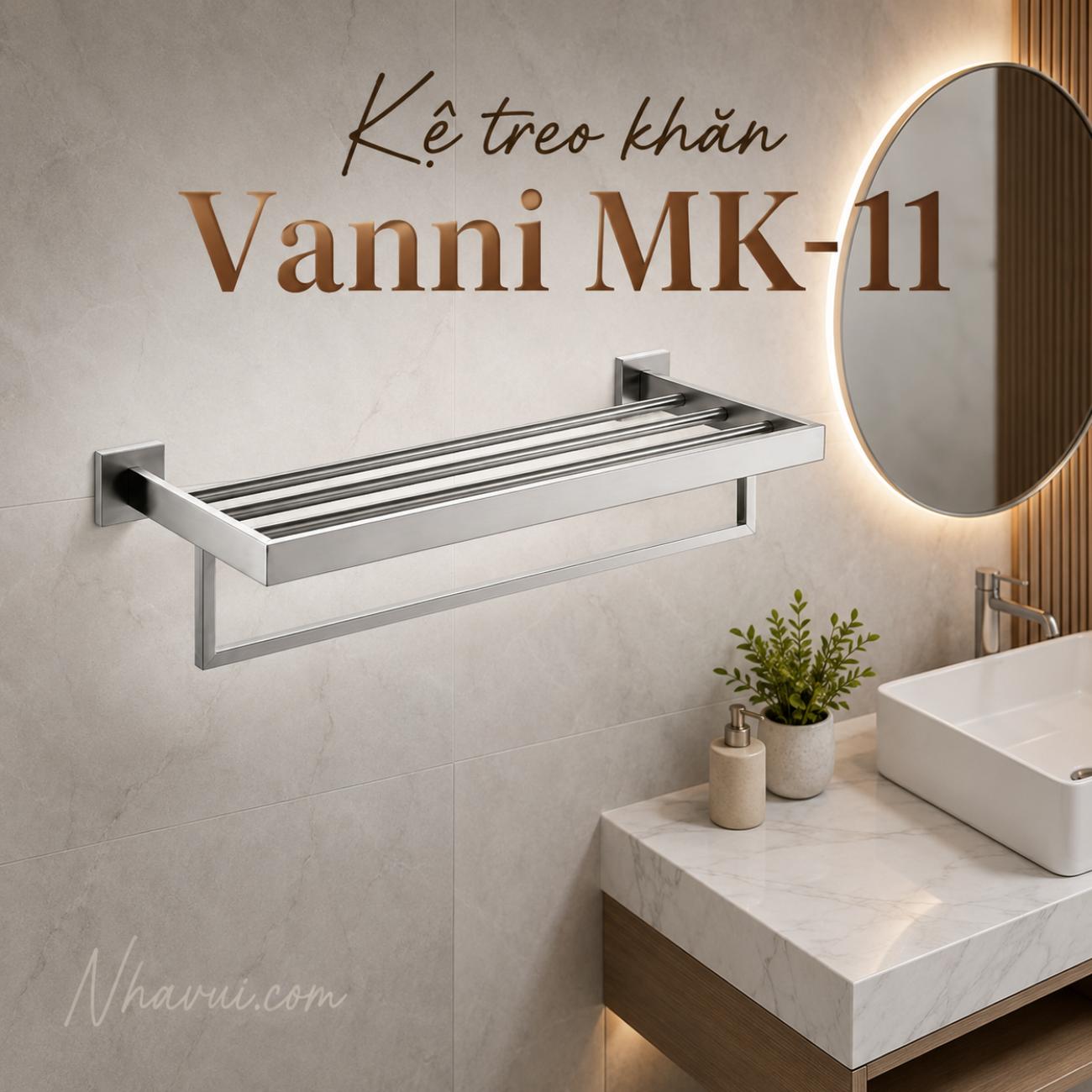 Kệ treo khăn Vanni MK-11 inox 304 gắn tường phòng tắm