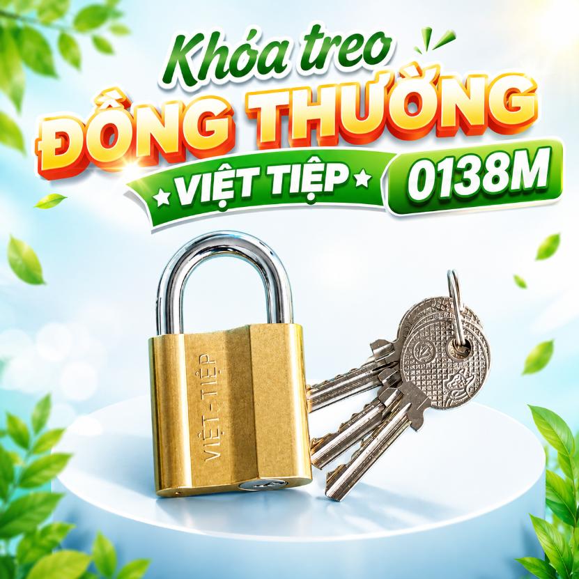 Khóa treo đồng thường Việt Tiệp 0138M 4 phân chìa