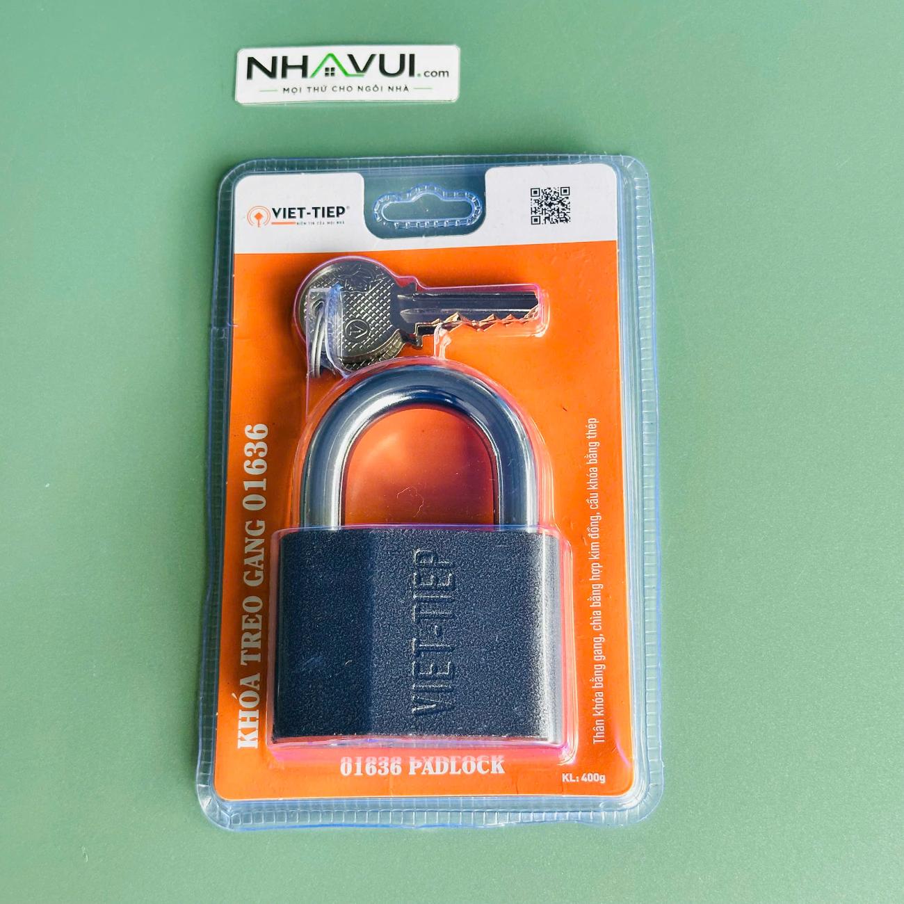 Khóa treo gang Việt Tiệp 01636 3 chìa ép vỉ