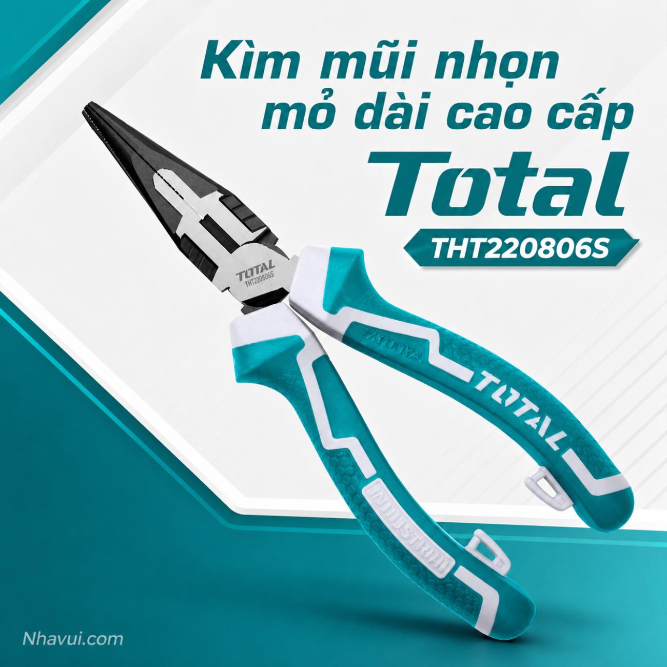 Kìm mũi nhọn mỏ dài cao cấp Total THT220806S 8 inch 200mm