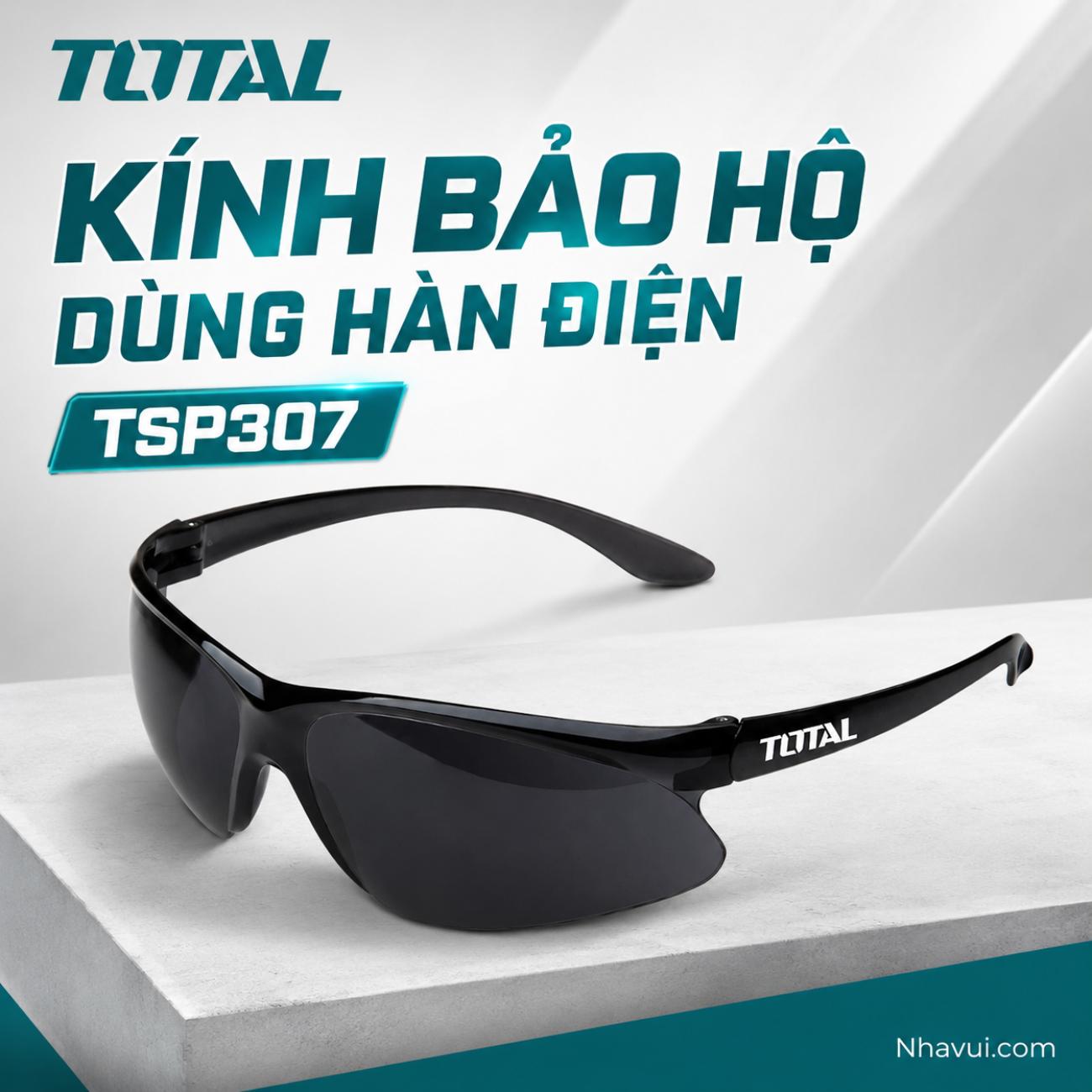 Kính bảo hộ dùng hàn Total TSP307 tròng Polycarbonate màu tối