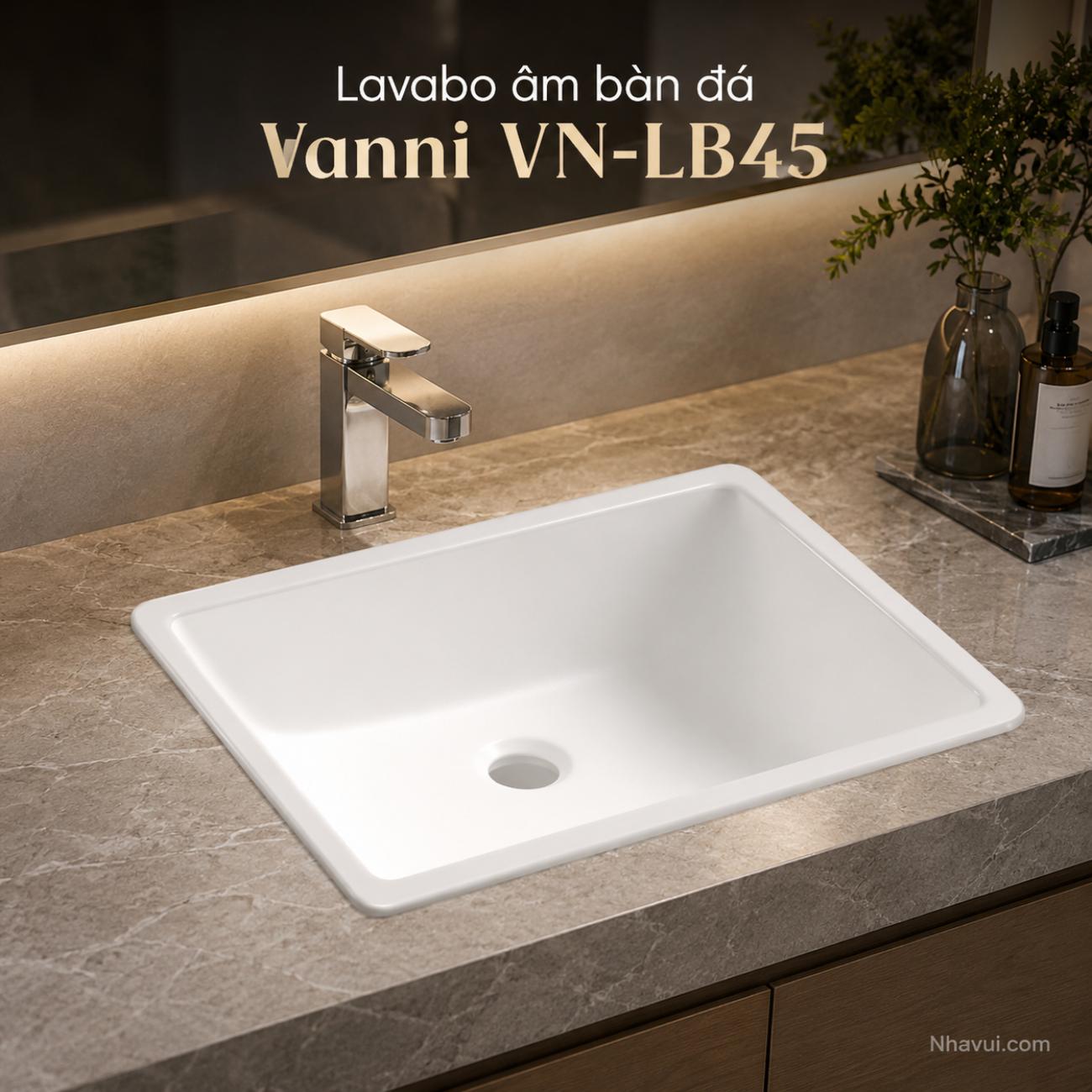 Lavabo âm bàn đá Vanni VN-LB45 kích thước 505 x 365 x 200mm