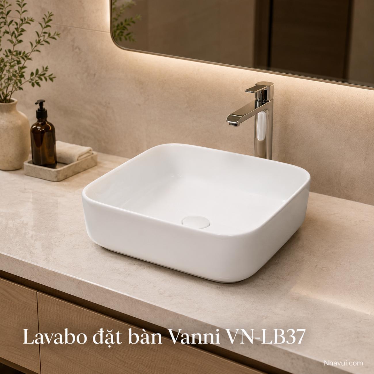 Lavabo đặt bàn Vanni VN-LB37 kích thước 390 x 390 x 140mm