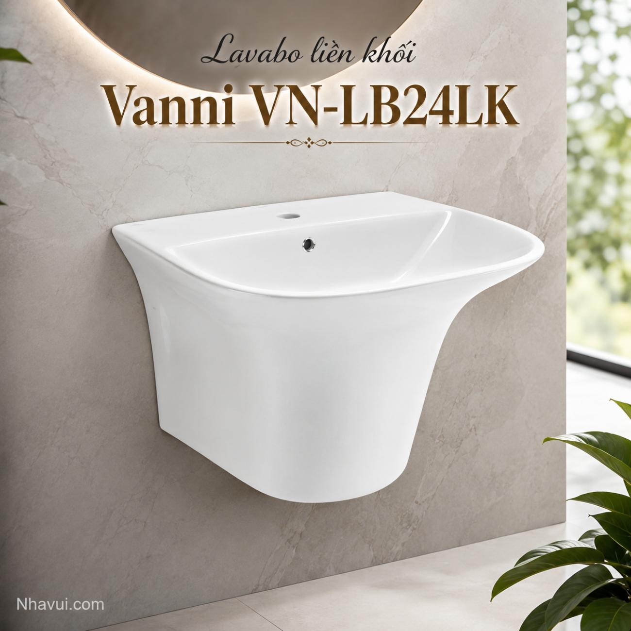 Lavabo liền khối Vanni VN-LB24LK trắng 440 x 490 x 350mm