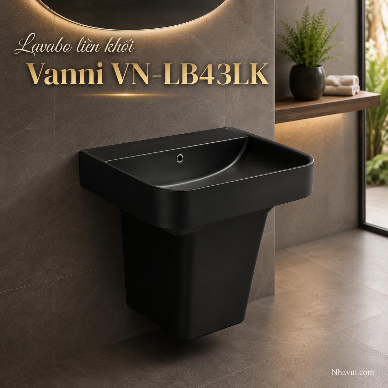 Lavabo liền khối Vanni VN-LB43LK màu đen 540 x 400 x 450mm