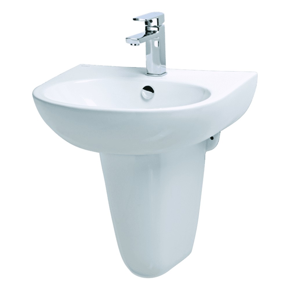 Lavabo treo tường Caesar L2152 + P2443 – 450 x 500 x 190 mm chính hãng, bảo hành 24 tháng