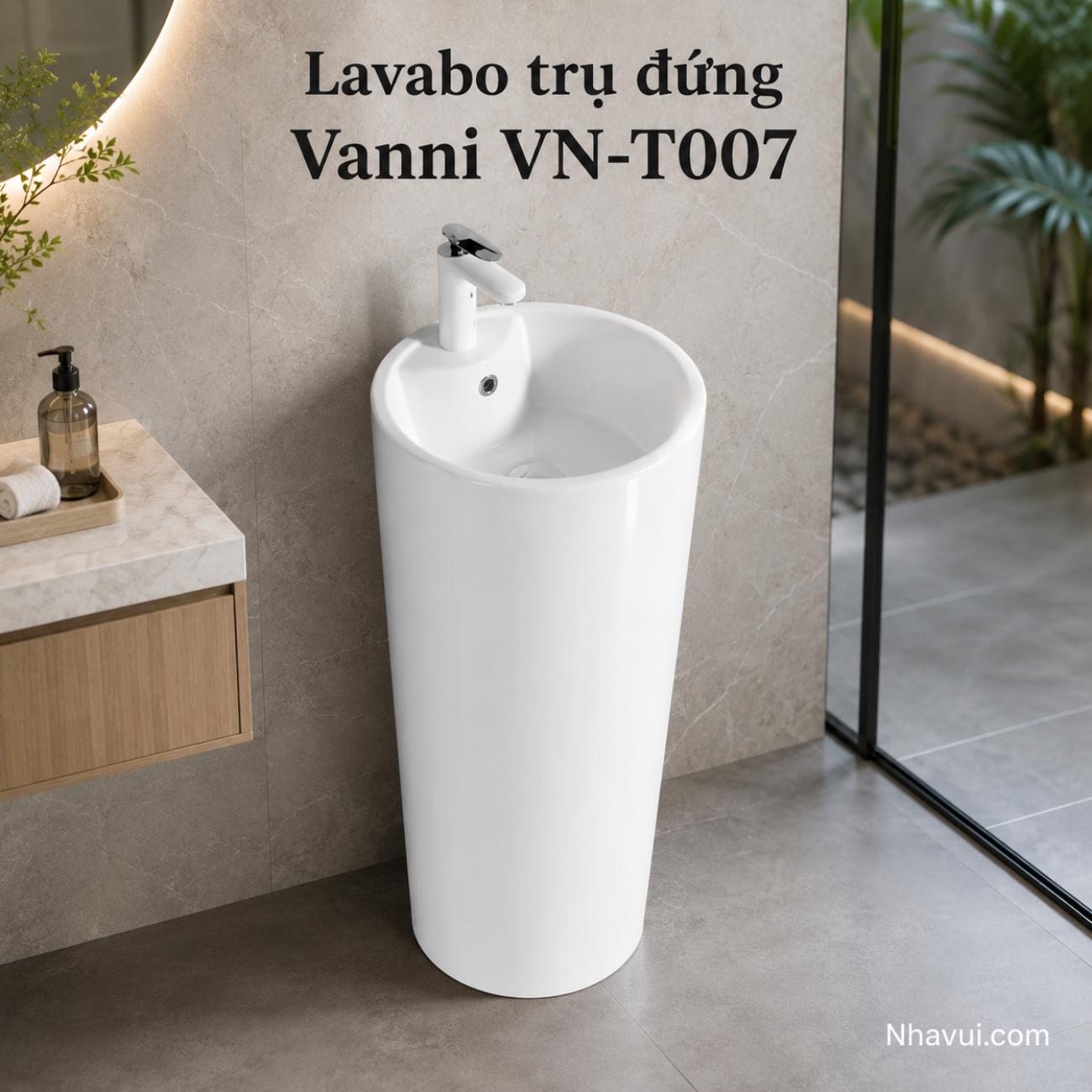 Lavabo trụ đứng Vanni VN-T007 kích thước 420 x 420 x 850mm