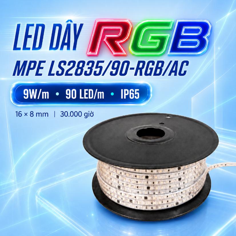 LED dây RGB MPE LS2835/90-RGB/AC 9W/m 90 LED/m IP65