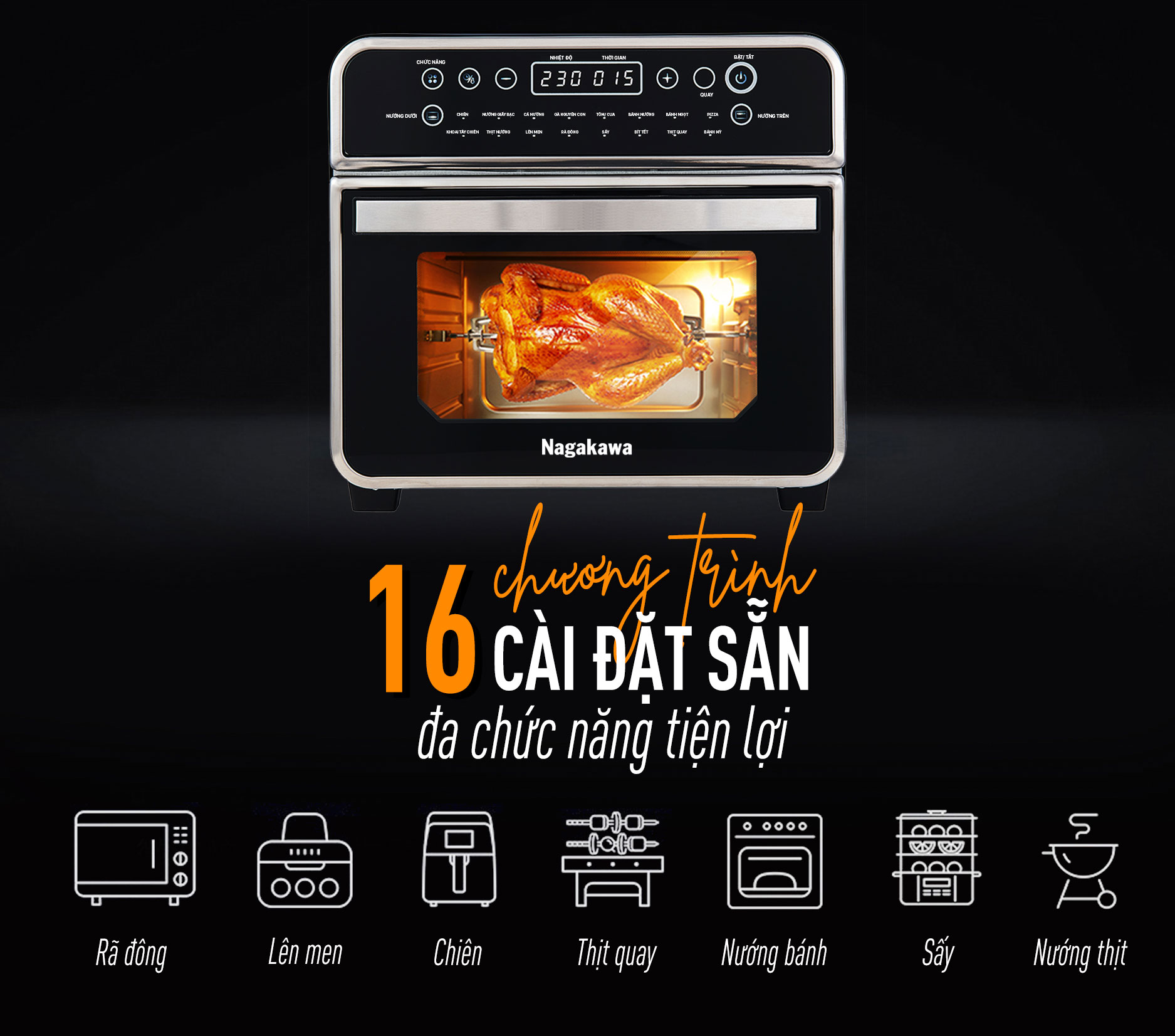 Lò chiên không dầu Nagakawa NAG3308 16 lít