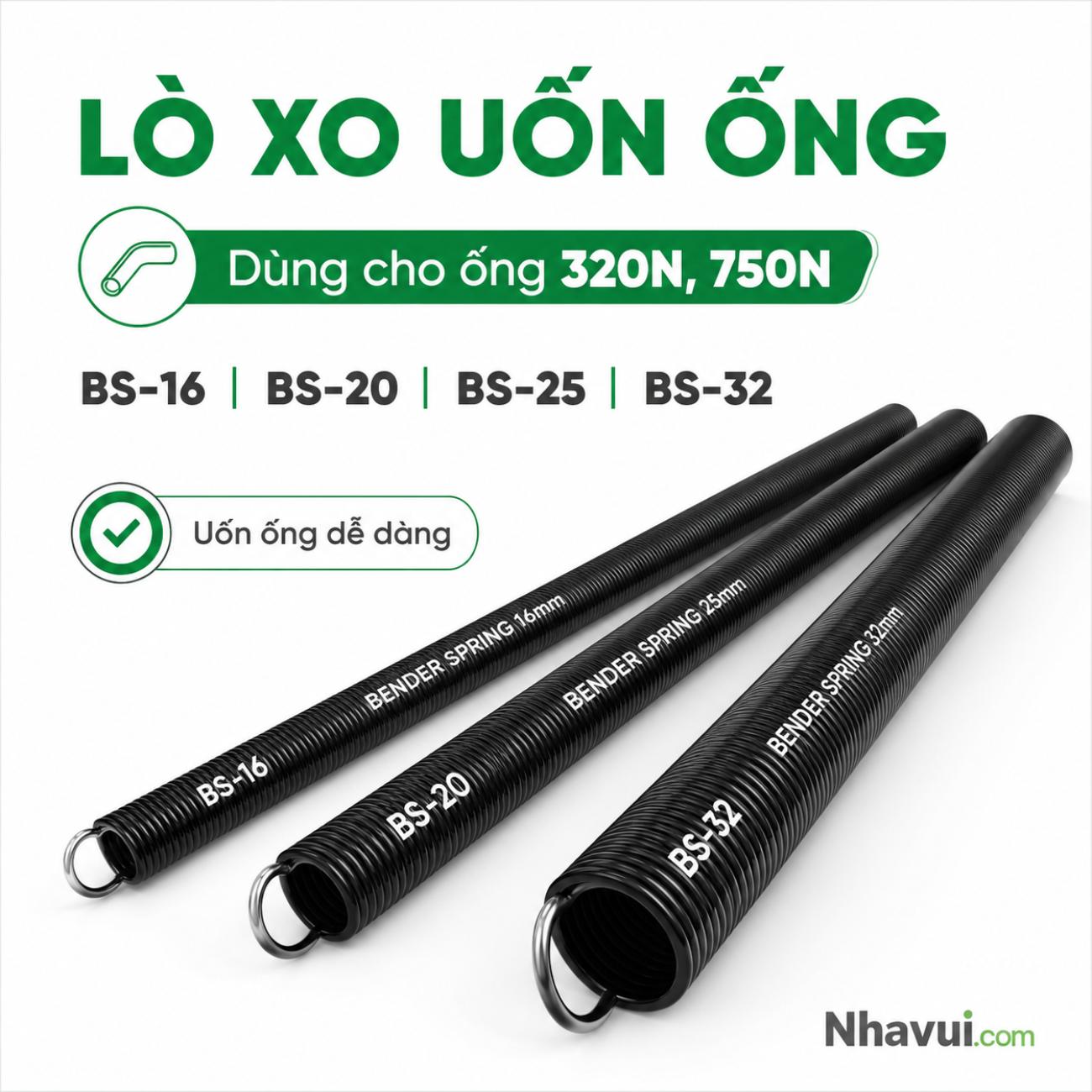 Lò xo uốn ống dùng cho ống 320N, 750N BS Series đường kính Ø12–Ø28mm dài 55cm