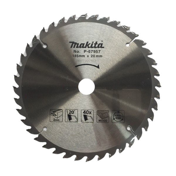 Lưỡi cưa gỗ Makita P-67957 185 mm 40 răng – lỗ trục 20 mm