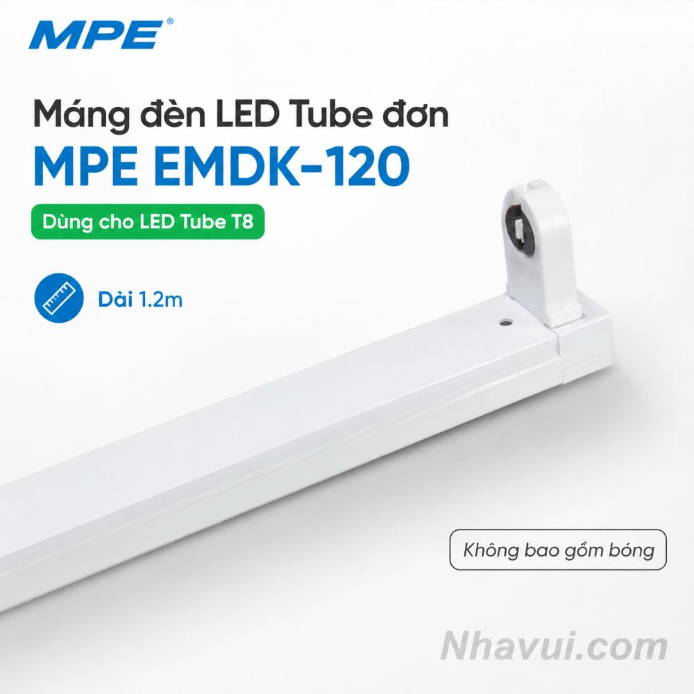 Máng đèn LED Tube đơn MPE EMDK-120 1.2m dùng cho bóng T8