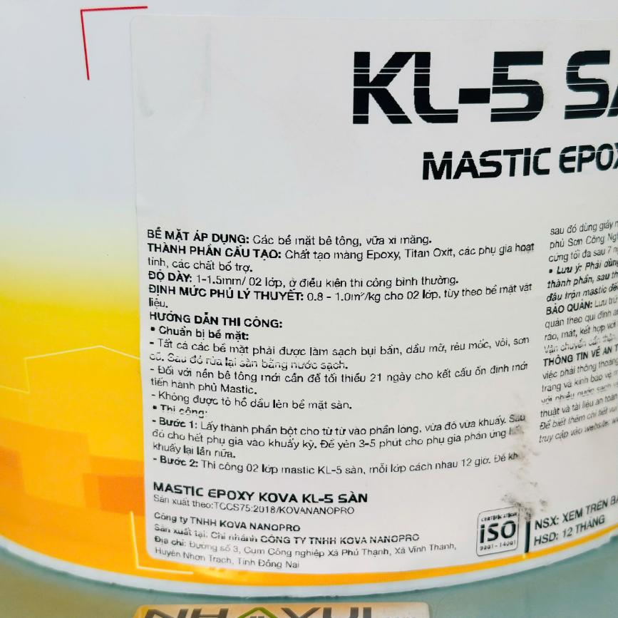 Mastic Epoxy KOVA KL-5 Sàn