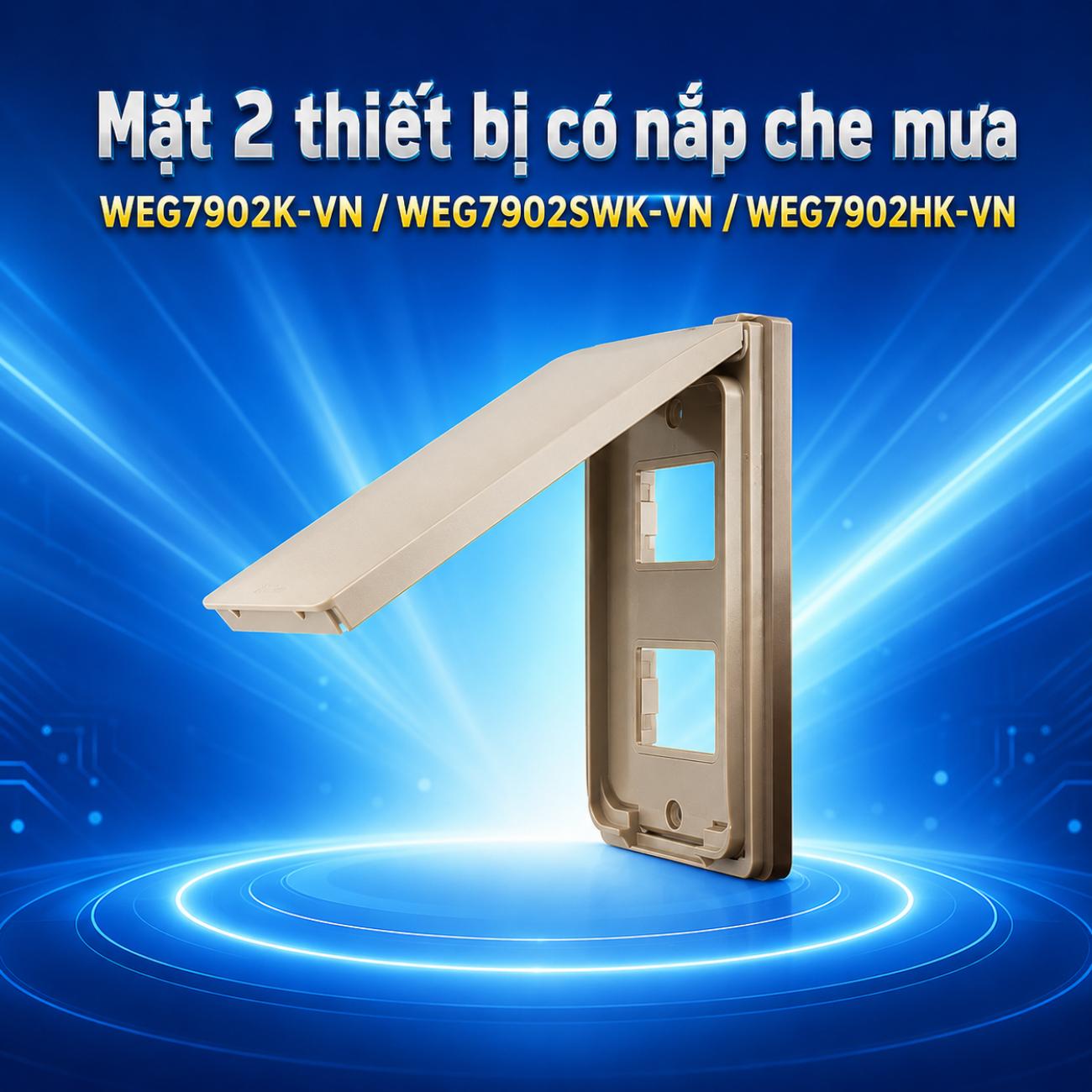 Mặt 2 thiết bị có nắp che mưa Panasonic