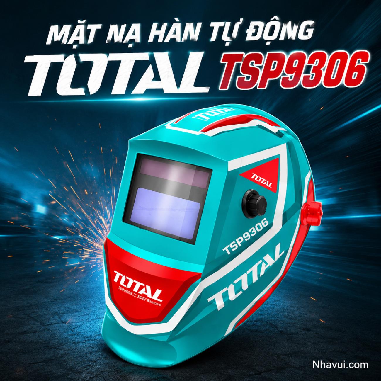 Mặt nạ hàn tự động Total TSP9306 độ tối DIN 9–13, kính quan sát 92 × 42mm